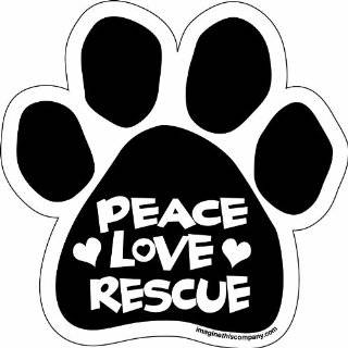 Imagine This Paw Car Magnet, Peace Love Rescue, 5 1/2 Inch by 5 1/2 