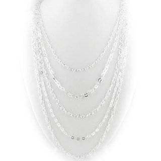   strand Heart Chain Sterling Silver 36 Inch Long Layered Necklace Italy