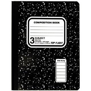 Top Flight Sewn 3 Subject Marble Composition Book, Wide Rule, 9.75 x 7 