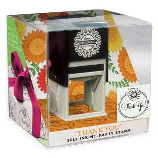 Three Designing Women Party Gift Self Inking Stamp Cube, Daisy Thank 