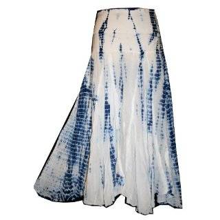   Blue Cotton Tie Dye Long Skirt Orange Hippie Crinkle Skirts for Womens