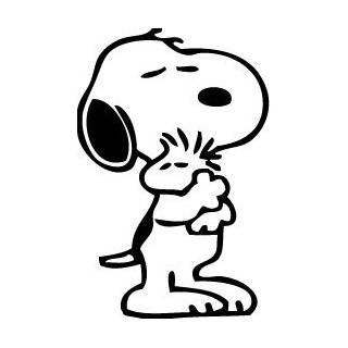 Peanuts Snoopy and Wood Stock Hug 8 Inch Vinyl Decal Sticker Black