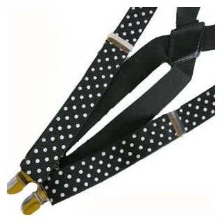  Wide Red & White Polka Dot Stretchy Clip On Suspenders Clothing