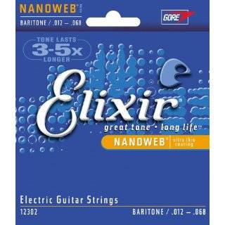 Elixir Strings Electric Guitar Strings, 6 String Baritone NANOWEB 