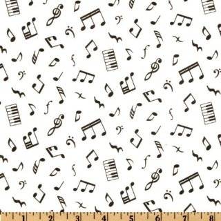  44 Wide Tuxedo Music Notes Black Fabric By The Yard 