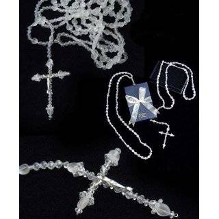 Wedding Lazo Rosary, Beautiful Glass Beads with Silver Crucifix Lazo 