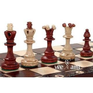  Wooden Handcarved chess set  weighted 16x16 board Toys & Games