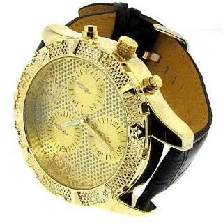  Mens 24k gold plated hip hop bling watch big heavy large 