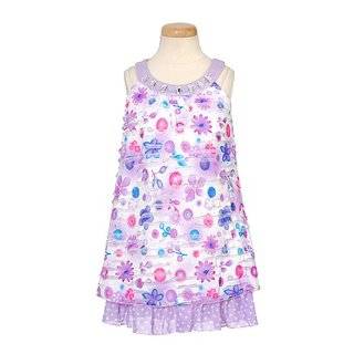Lipstik Toddler Little Girls Purple Flower Jeweled Tank Dress 2T 12