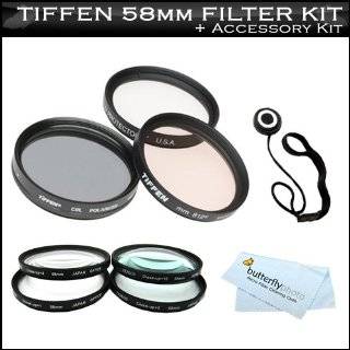   Tiffen 58mm 3PC Filter Kit (UV, CPL, 812 Warming Filter) + Lens Hood