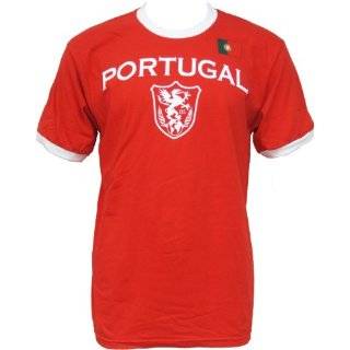 Mens PORTUGAL Short Sleeve Ringer Soccer Shirt   Red / White
