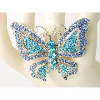 Aqua Sea Blue Sapphire Butterfly Indicolite Crystal Rhinestone 