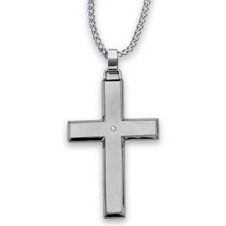   Steel Diamond Cross Pendant including 24 Stainless Steel Curb Chain
