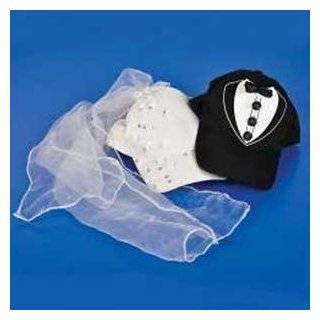 Bride and Groom Baseball Hat Set   Tuxedo Style Mens Hat and Bridal 