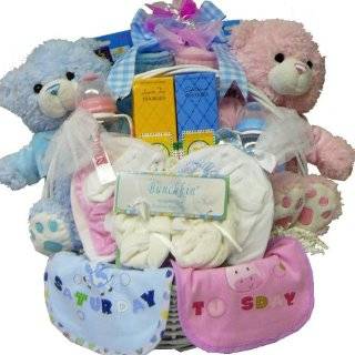 Double The Fun New Baby Gift Basket for Twin Boy and Girl (Boy/Girl 