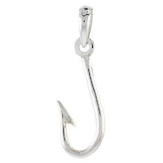  Neat Sterling Silver Fish Hook or Fishing Pendant Charm 