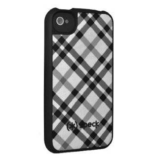 iPhone 4 SPECK HARD COVER fitted B/W PLAID FABRIC BACKED PROTECTION 