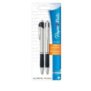  Mate Design Retractable Medium Point Pens, 2 Arc Design Black Ink Pens