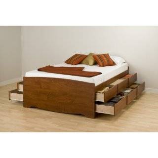 Prepac Monterey Cherry Tall Double Platform Storage Bed (12 drawers)
