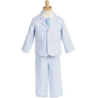  Boys Easter Suit or Ring Bearer Seersucker Suit with White 