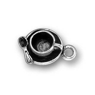 Tea Cup Saucer with Spoon Charm [Jewelry]