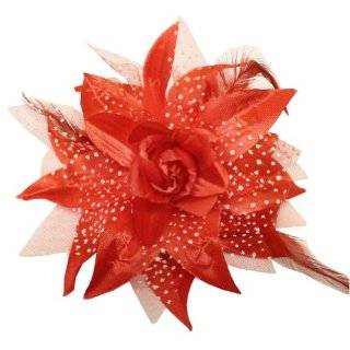  Dark Red Hair Feather Flower Hat Clip/ Brooch Beauty
