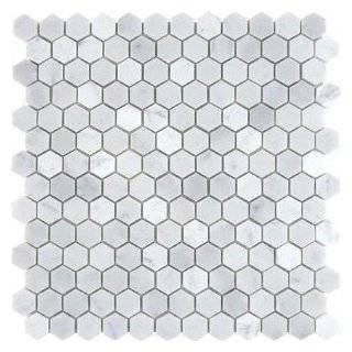 Bianco Carrara White Marble Honed 1 Mini Hexagon Mosaic Tile   6 X 6 