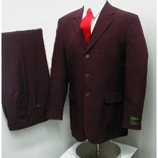 New Mens Three Button Single Breasted Burgundy / Maroon Dress Suit
