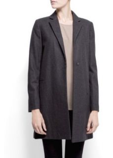 Mango Womens Masculine Cut Coat   Clean, Dark Grey, L