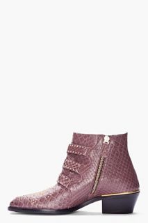 Chloe Taupe Python Studded Susanna Boots for women