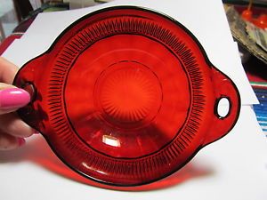 Anchor Hocking Ruby Red Small Bowl w Handles Depression Glass
