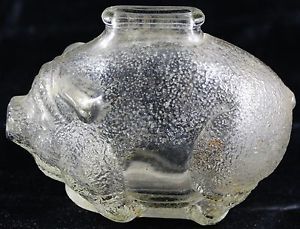 Small Vintage Anchor Hocking Piggy Bank Clear Glass Stipple