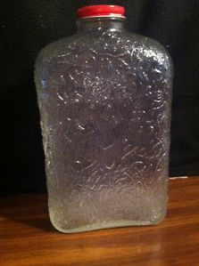 Vintage RARE Anchor Hocking Refrigerator Clear Glass Water Juice Bottle w Lid