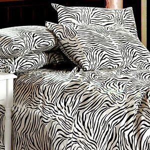 Luxury Zebra Print Silk Satin King Size Bed Sheet Set New Animal Safari Bedding