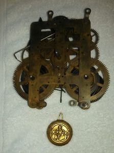 Antique Seth Thomas Mantel Clock Movement 8 Day Time Strike Bell Orig Pendulum