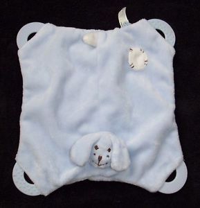 Pottery Barn Kids Small Blue Puppy Dog Chamois Security Blanket Baby Teether Toy