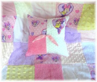 Minnie Mouse Chenille Pink Boutique Baby Quilt Bedding