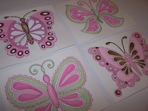 Butterfly for Camille Butterflies Flowers Kids Pink Nursery Baby Bedding Art
