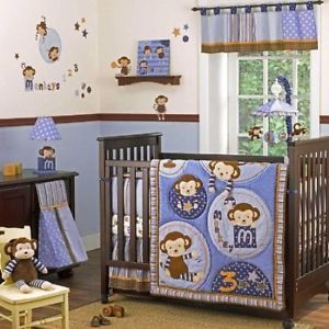 Cocalo Baby Monkey Mania 16 Piece Crib Bedding Set Lamp Mobile Step Stool More