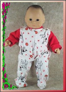 Doll Clothes Baby Footed PJ’s fit American Girl Bitty 14" 16 inch Dalmatian