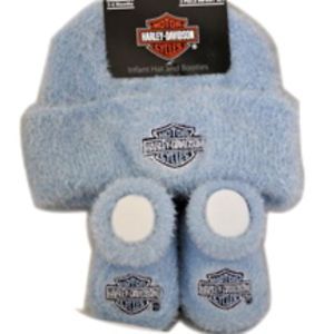 Harley Davidson Infant Baby Boys Cap Hat Booties Gift Set Apparel Outfit