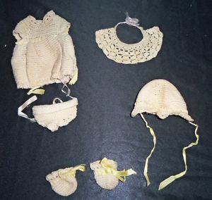 Vintage Antique Lot Baby Babydoll Clothes Doll Clothing Crochet Knit Handmade