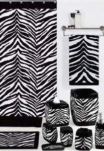 New Black and White Zebra Shower Curtain Rug Towels Matching Bath Accessories