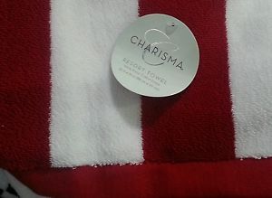100 Premium Quality Cotton Red White Stripe Bath Sheet Beach Towel