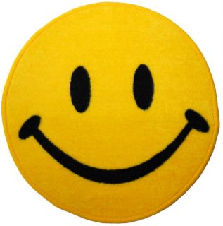Smiley Face Bathroom Floor Mat Yellow Happy Retro Rug