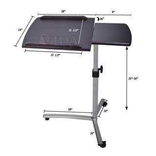 Angle Height Adjustable Rolling Laptop Desk Over Bed Hospital Table Stand