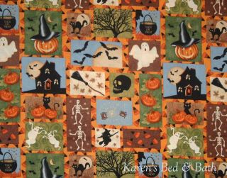 Halloween Spooky Ghost Skull Witch Cat Bat Valance New