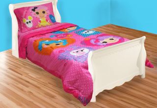 4pc Lalaloopsy Twin Bedding Set Pink Polka Dot Rag Doll Buttons Comforter Sheets