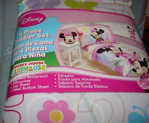 New Disney Minnie Mouse 4pc Toddler Bed Set