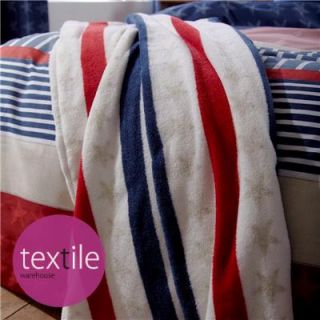 Stars and Stripes Red White Blue Fleece Blanket Throw Matching Bedding Available